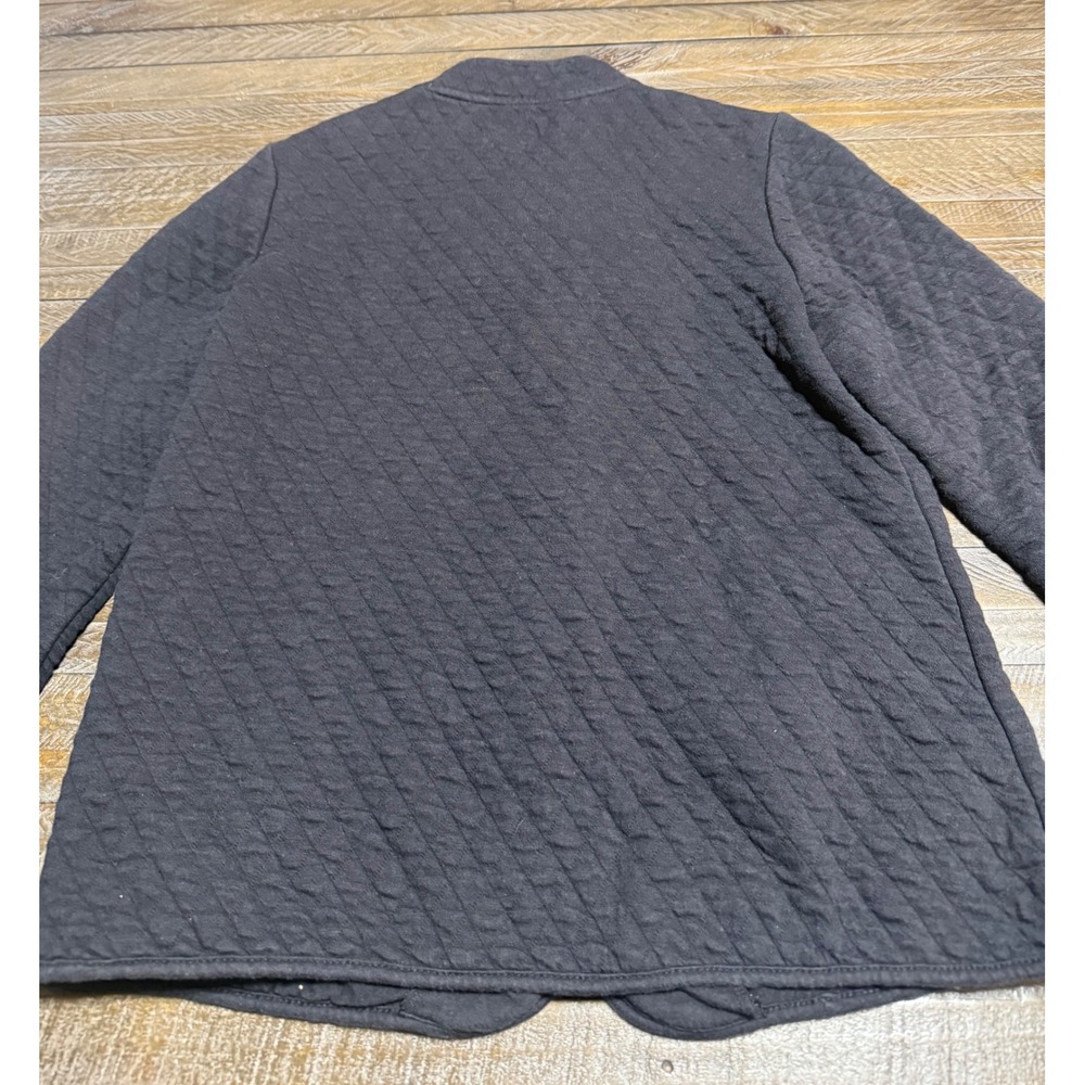 Talbots Quilted Jacket Women Small Gray Mock Neck Full Zip Cotton Blend Preloved - Picture 2 of 6